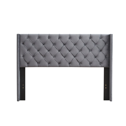 PF6- Velvet Button Tufted-Upholstered Bed with Wings Design - Strong Wood Slat Support - Easy Assembly - Likeshoppe 