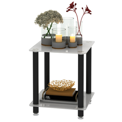 ST2- 1-Piece Side Table ;  2-Tier Space End Table ; Modern Night Stand;  Sofa table;  Side Table with Storage Shelve - Likeshoppe 