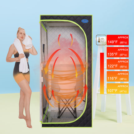 AK5- Portable Plus Type Full Size Far Infrared Sauna tent. Spa;  Detox ; Therapy and Relaxation at home.Larger Space; Stainless Steel Pipes Connector Easy to Install - Likeshoppe 