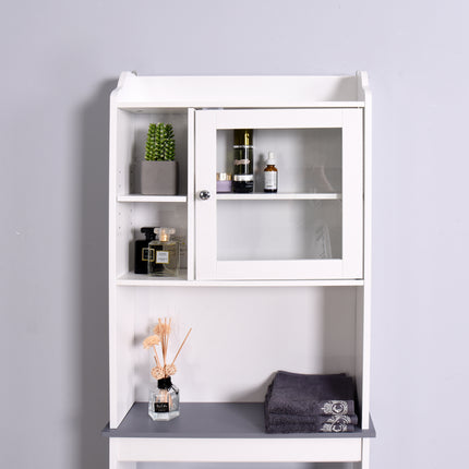 PU18- Modern Over The Toilet Space Saver Organization Wood Storage Cabinet for Home;  Bathroom -White - Likeshoppe 