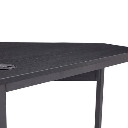 PW1- Triangle Computer Desk; Corner Desk With Smooth Keyboard Tray& Storage Shelves ; Compact Home Office; Small Desk With Sturdy Steel Frame As Workstation For Small Space; BLACK; 28.34''L 24''W 30.11''H - Likeshoppe 