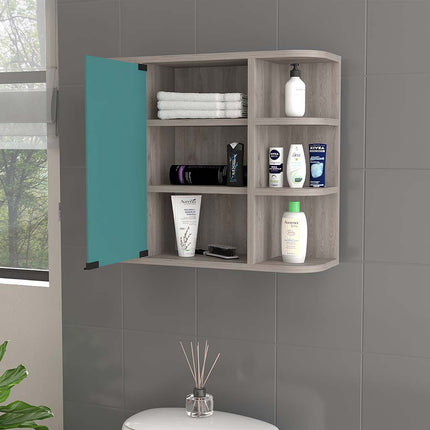 PU4- Valdez Medicine Cabinet With Six Shelves, Mirror Cabinet - Likeshoppe 