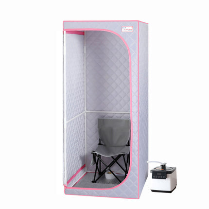AK4- Full Size Portable Grey Steam Sauna tent–Personal Home Spa;  with Steam Generator;  Remote Control;  Foldable Chair;  Timer and PVC Pipe Connector Easy to Install - Likeshoppe 