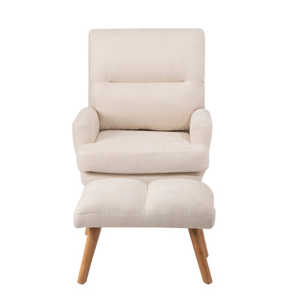 AF1- Accent Chair with Ottoman Set;  Fabric Armchair with Wood Legs and Adjustable Backrest ;  Mid Century Modern Comfy Lounge Chair for Living Room;  Bedroom;  Reading Room and Study - Likeshoppe 