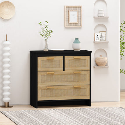 CB8-4 Drawers Rattan Cabinet,for Bedroom,Living Room,Dining Room,Hallways,Easy Assembly - Likeshoppe 