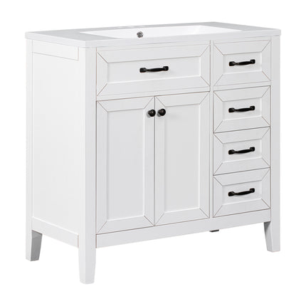 PT8- 36' Bathroom Vanity with Sink Combo;  White Bathroom Cabinet with Drawers;  Solid Frame and MDF Board - Likeshoppe 
