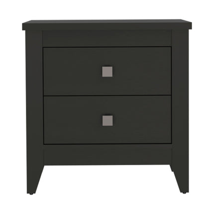 PE2- Breeze Four-Legged Modern Bedroom Nightstand, with Two Drawers, Black - Likeshoppe 