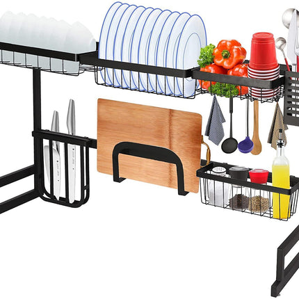 DL1- Over The Sink Dish Drying Rack Stainless Steel Kitchen Supplies Storage Shelf Multifunctional Tableware Drainer Organizer - Likeshoppe 