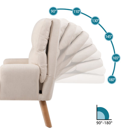 AF1- Accent Chair with Ottoman Set;  Fabric Armchair with Wood Legs and Adjustable Backrest ;  Mid Century Modern Comfy Lounge Chair for Living Room;  Bedroom;  Reading Room and Study - Likeshoppe 