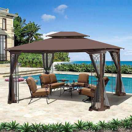 AG14- 13x10 Outdoor Patio Gazebo Canopy Tent With Ventilated Double Roof And Mosquito net(Detachable Mesh Screen On All Sides); Suitable for Lawn;  Garden;  Backyard and Deck; - Likeshoppe 
