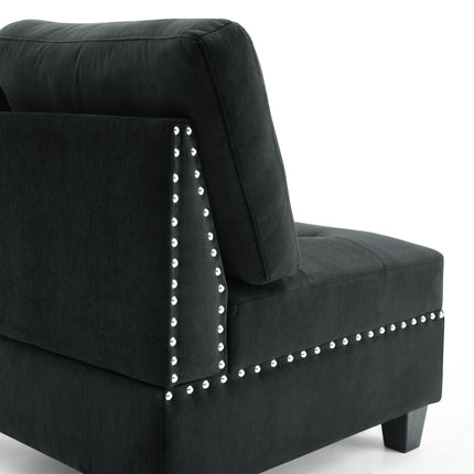 U shape Modular Sectional Sofa; DIY Combination; includes Four Single Chair and Two Corner; Black Velvet - Likeshoppe 