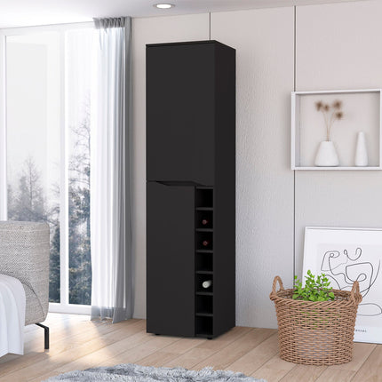 PB7- Maya Tall Bar Cabinet; Seven Built-in Wine Rack; Extendable Shelf; Double Door Cabinet - Likeshoppe 