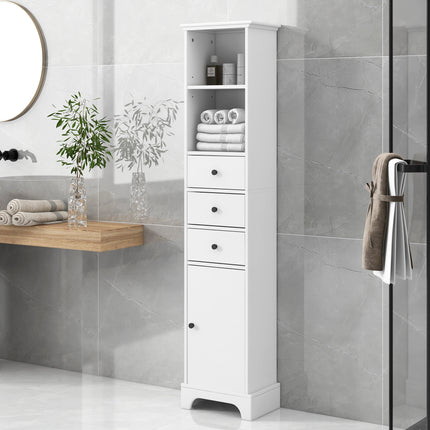 PU13- Tall Bathroom Cabinet;  Freestanding Storage Cabinet with 3 Drawers and Adjustable Shelf;  MDF Board with Painted Finish - Likeshoppe 