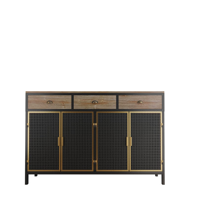 PC1- 48" Wide 4 Doors Modern Sideboard with 3 Top Drawers, Freestanding Sideboard Storage Cabinet Entryway Floor Cabinet for Living Room Office Bedroom - Likeshoppe 