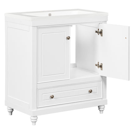 PT7- 30" Bathroom Vanity with Sink;  Combo;  Cabinet with Doors and Drawer;  Solid Frame and MDF Board;  White - Likeshoppe 