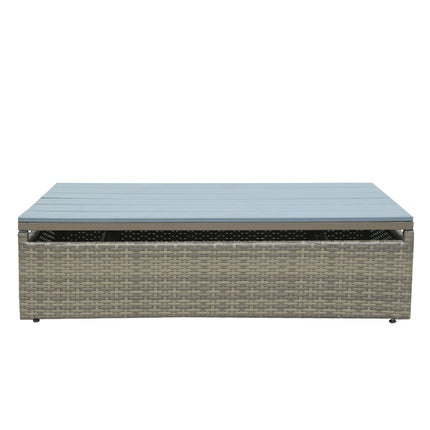 PX9- Patio Furniture Sets;  5-Piece Patio Wicker Sofa with Adustable Backrest;  Cushions;  Ottomans and Lift Top Coffee Table - Likeshoppe 