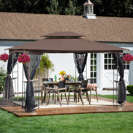 AG13- 13x10 Outdoor Patio Gazebo Canopy Tent With Ventilated Double Roof And Mosquito net(Detachable Mesh Screen On All Sides); Suitable for Lawn;  Garden;  Backyard and Deck - Likeshoppe 