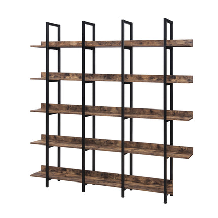 BC1- 5 Tier Bookcase Home Office Open Bookshelf, Vintage Industrial Style Shelf with Metal Frame, MDF Board - Likeshoppe 