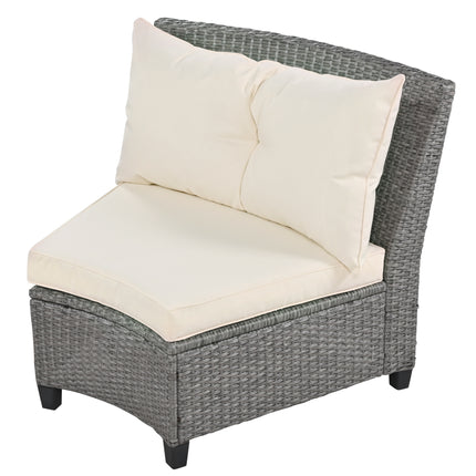 PX3- 6 - Person Fan-shaped Rattan Suit Combination with Cushions and Table,Suitable for Garden - Likeshoppe 