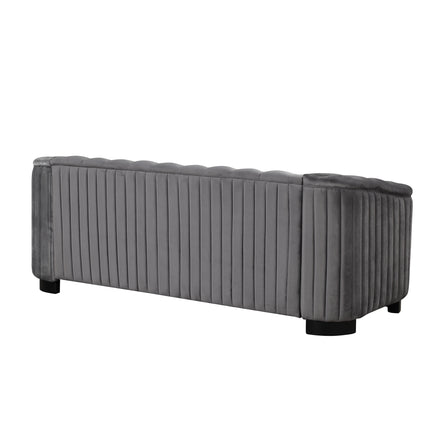 F1 82\" Mid Century Modern Sofa with Rubber Wood Legs; Velvet Upholstered Sofa Couch; Sofa with Thick Removable Seat Cushion;  3 Seater Sofa Couch for Living Room - Likeshoppe 
