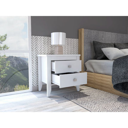 PE2- Breeze Four-Legged Modern Bedroom Nightstand, with Two Drawers, Black - Likeshoppe 