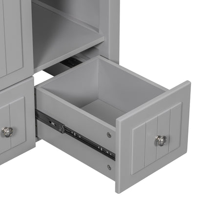 PT1- 36\\" Bathroom Vanity with Ceramic Basin;  Bathroom Storage Cabinet with Two Doors and Drawers;  Solid Frame;  Metal Handles - Likeshoppe 