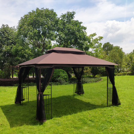 AG14- 13x10 Outdoor Patio Gazebo Canopy Tent With Ventilated Double Roof And Mosquito net(Detachable Mesh Screen On All Sides); Suitable for Lawn;  Garden;  Backyard and Deck; - Likeshoppe 