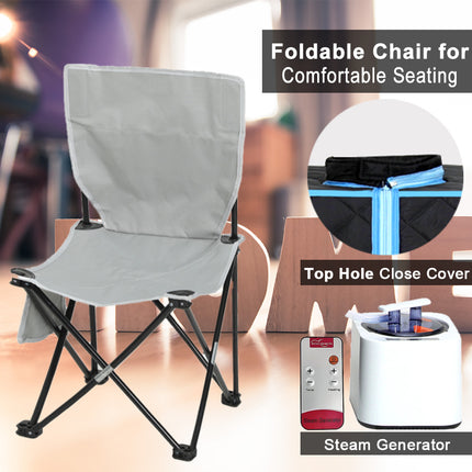AK7- Portable Half body Black Steam Sauna Tent for Personal Relaxation;  Detox and Therapy at home.PVC Pipe Connector Easy to Install.Fast heating with FCC Certification - Likeshoppe 