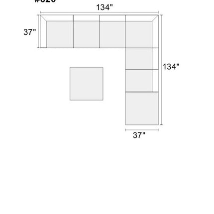 S5- Living Room Furniture Grey Chenille Modular Sectional 8pc Set Large Corner L-Sectional Modern Couch 2x Corner Wedge 4x Armless Chairs and 2x Ottomans Plywood - Likeshoppe 