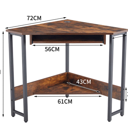 PW1- Triangle Computer Desk; Corner Desk With Smooth Keyboard Tray& Storage Shelves ; Compact Home Office; Small Desk With Sturdy Steel Frame As Workstation For Small Space; BLACK; 28.34''L 24''W 30.11''H - Likeshoppe 