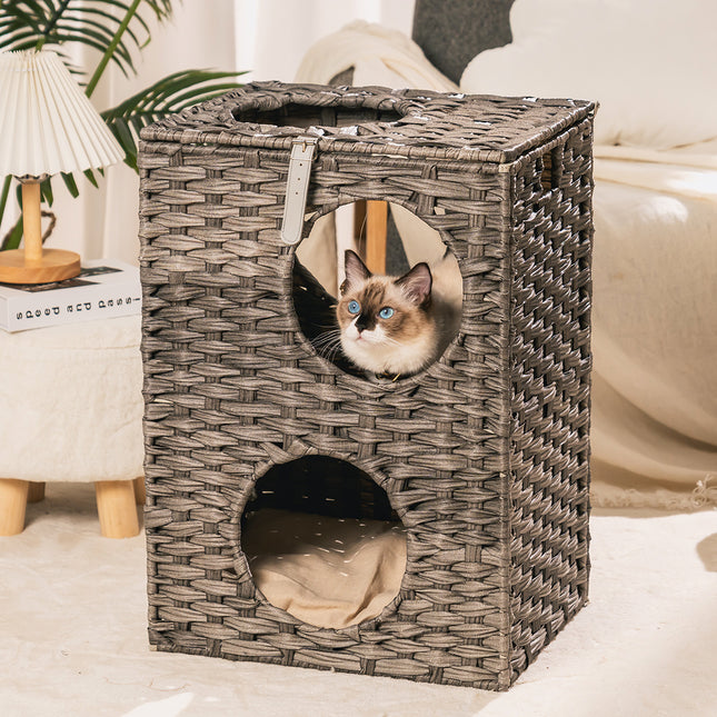 AD1- Rattan Cat Litter,Cat Bed with Rattan Ball and Cushion - Likeshoppe 