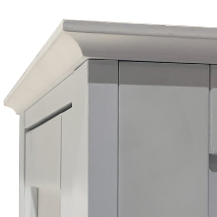 PU19- Tall Narrow Tower Freestanding Cabinet with 2 Shutter Doors 5 Tier Shelves for Bathroom;  Kitchen ; Living Room ; Storage Cabinet; White - Likeshoppe 