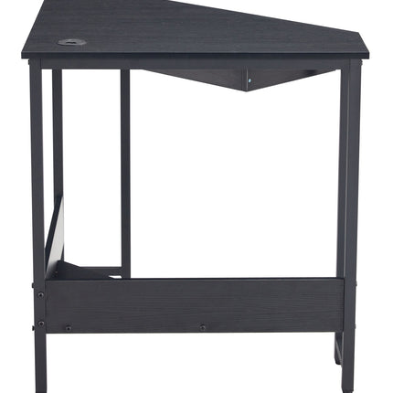 PW1- Triangle Computer Desk; Corner Desk With Smooth Keyboard Tray& Storage Shelves ; Compact Home Office; Small Desk With Sturdy Steel Frame As Workstation For Small Space; BLACK; 28.34''L 24''W 30.11''H - Likeshoppe 