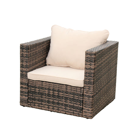 PX12- Rattan Patio Furniture Set Wicker Sofa Cushioned Sectional Furniture Set Garden Patio Sofa Set (4 Pieces, Brown) - Likeshoppe 
