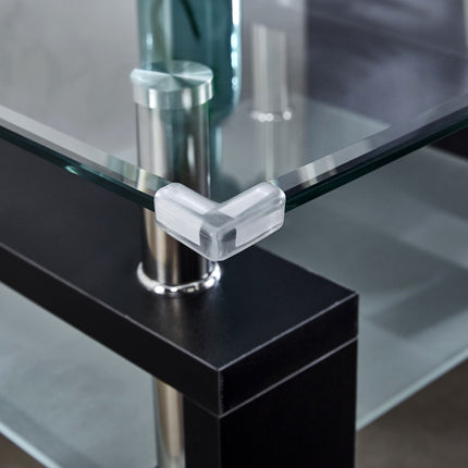 ST5- Clear Glass Top Side Table;  24"x24"x24" End Table;  Modern Design For Home - Likeshoppe 