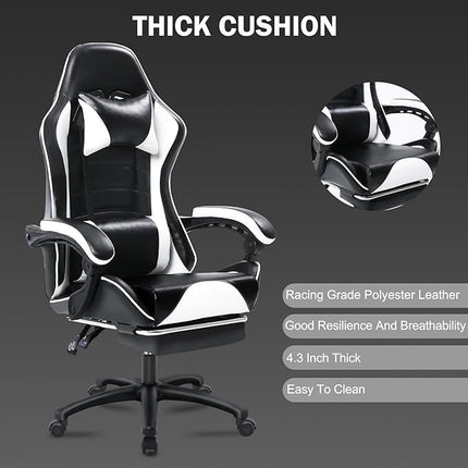 PM1- Ergonomic Gaming Chair for Adults, Comfortable Computer Chair for Heavy People, Adjustable Height Office Desk Chair with Wheels, Breathable Leather Video Game Chairs - Likeshoppe 