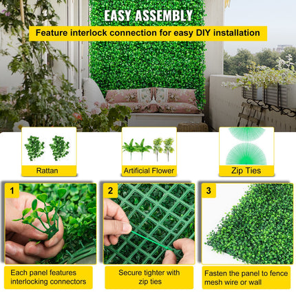 AJ3-  Artificial Boxwood Panels, 16 PCS 20"x20" Boxwood Hedge Wall Panels, PE Artificial Grass Backdrop Wall 1.6", Privacy Hedge Screen for Decoration of Outdoor, Indoor, Garden, Fence, and Backyard - Likeshoppe 
