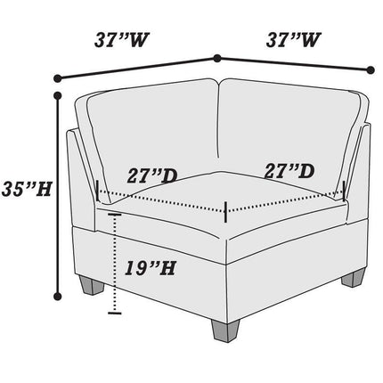 S5- Living Room Furniture Grey Chenille Modular Sectional 8pc Set Large Corner L-Sectional Modern Couch 2x Corner Wedge 4x Armless Chairs and 2x Ottomans Plywood - Likeshoppe 