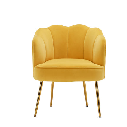 AC1- Shell Shape Velvet Fabric Armchair Accent Chair With Gold Legs For Living Room Bedroom - Likeshoppe 