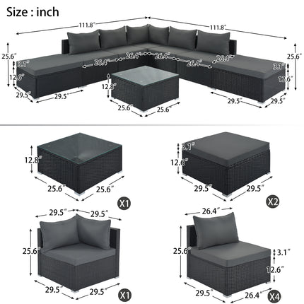 PX7- 8-Pieces Outdoor Patio Furniture Sets;  Garden Conversation Wicker Sofa Set;  Single Sofa Combinable - Likeshoppe 