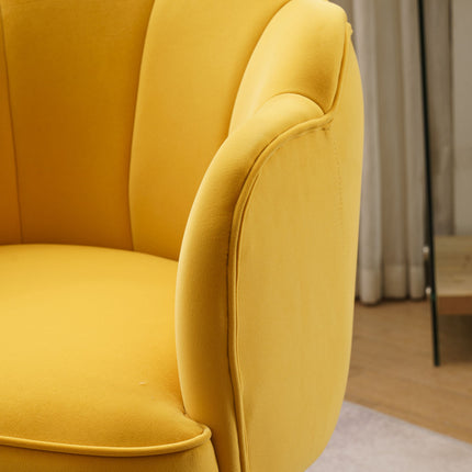 AC1- Shell Shape Velvet Fabric Armchair Accent Chair With Gold Legs For Living Room Bedroom - Likeshoppe 