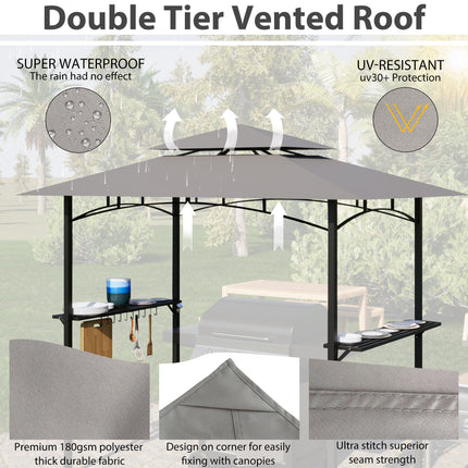 AG6- 8x 5 FT Grill Gazebo Grill Canopy Double Tiered BBQ Gazebo Outdoor BBQ Canopy - Likeshoppe 
