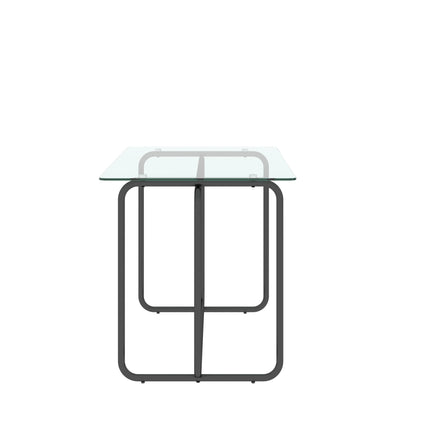 DS2- 5-piece Rectangle Dining Table Set;  Tempered Glass Dining Table for Kitchen Room;  (Transparent+Black) - Likeshoppe 