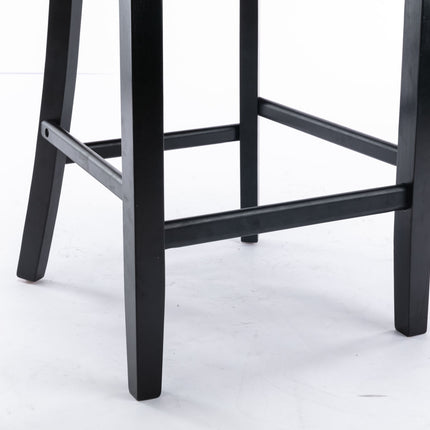 BS2- Furniture; Contemporary Velvet Upholstered Barstools with Button Tufted Decoration and Wooden Legs;  and Chrome Nailhead Trim;  Leisure Style Bar Chairs; Bar stools;  Set of 2 - Likeshoppe 