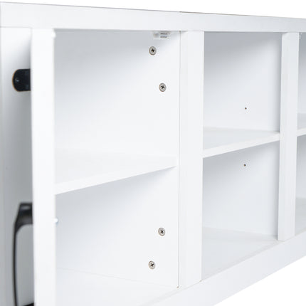 TV1- Modern Farmhouse Double Barn Door TV Stand for TVs up to 65 Inches, 58 Inch, White color - Likeshoppe 