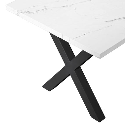 DT2- (TABLE ONLY) 70.87\"Modern Square Dining Table with Printed  Marble Table Top+ X-Shape Table Leg - Likeshoppe 