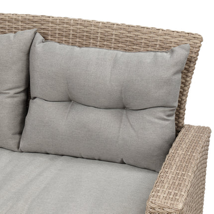 PX8- Patio Furniture Set;  4 Piece Outdoor Conversation Set All Weather Wicker Sectional Sofa with Ottoman and Cushions - Likeshoppe 