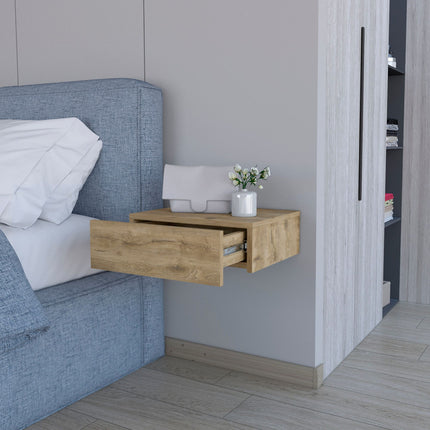 PE1- Vienna Floating Nightstand, Sleek Wall-Mounted Design with Spacious Drawer Storage, Dark Brown - Likeshoppe 