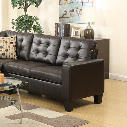 S3-Modular Sectional Espresso Faux Leather 4pcs Sectional Sofa LAF And RAF Loveseats Corner Wedge Armless Chair Tufted Cushion Couch - Likeshoppe 
