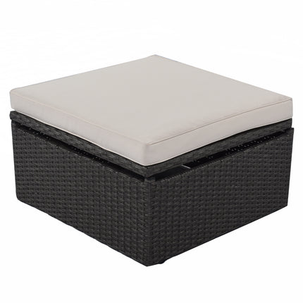 PX2- Outdoor Patio Rectangle Daybed with Retractable Canopy, Wicker Furniture Sectional Seating with Washable Cushions, Backyard, Porch - Likeshoppe 
